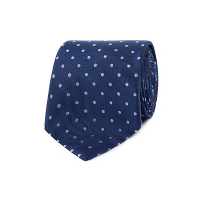 Designer navy polka dot silk tie